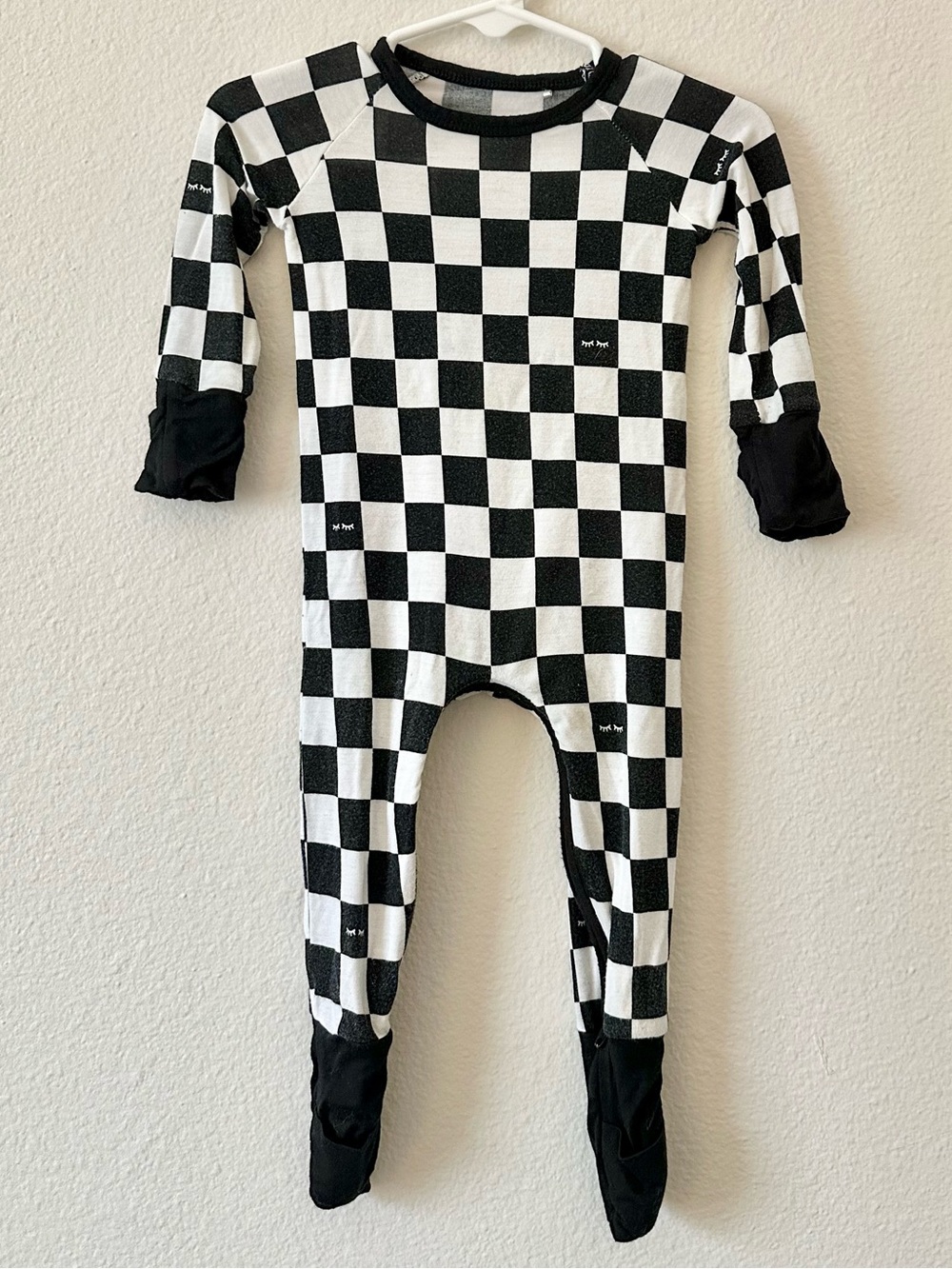 Little Sleepies Monochrome Checks Bamboo Crescent Zippy Pajamas 0–3M